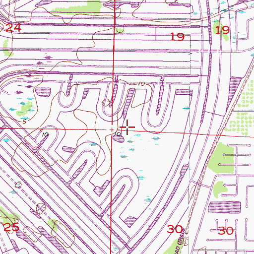 Topographic Map of Sunrise Lakes Phase 3 Golf Course, FL