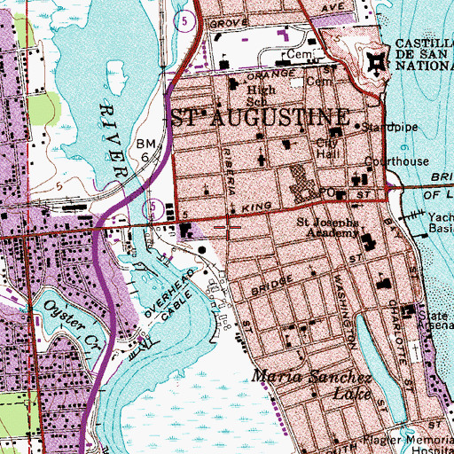 Topographic Map of Saint Augustine Visitor and Convention Bureau Johns Branch, FL