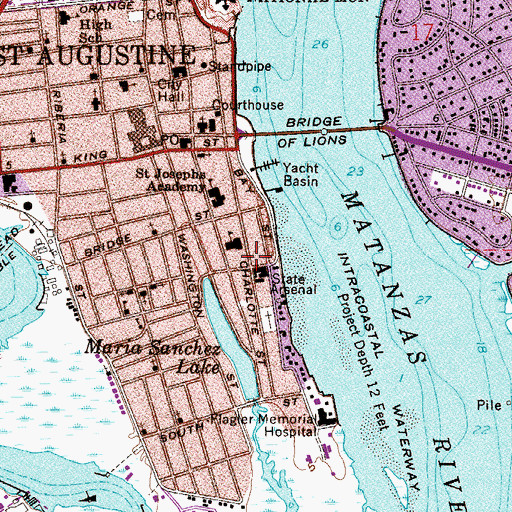 Topographic Map of Florida's Oldest House Museum, FL
