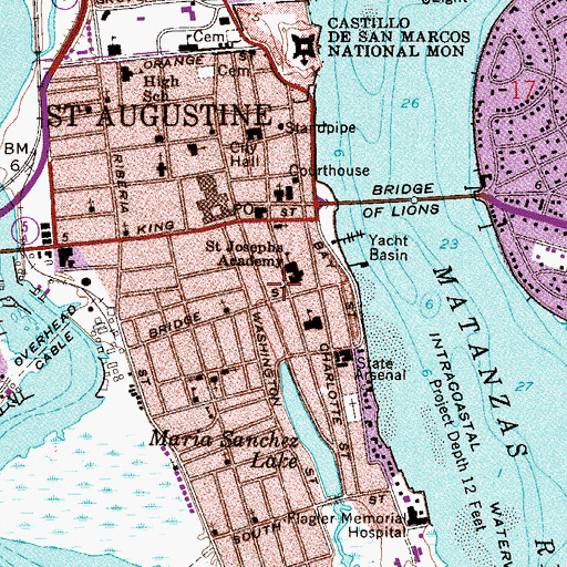 Topographic Map of Old Saint Augustine Village Museum, FL