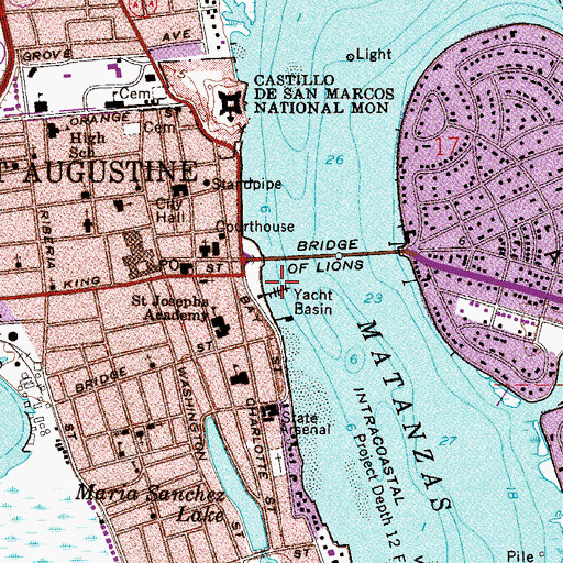 Topographic Map of City of Saint Augustine Municipal Marina, FL