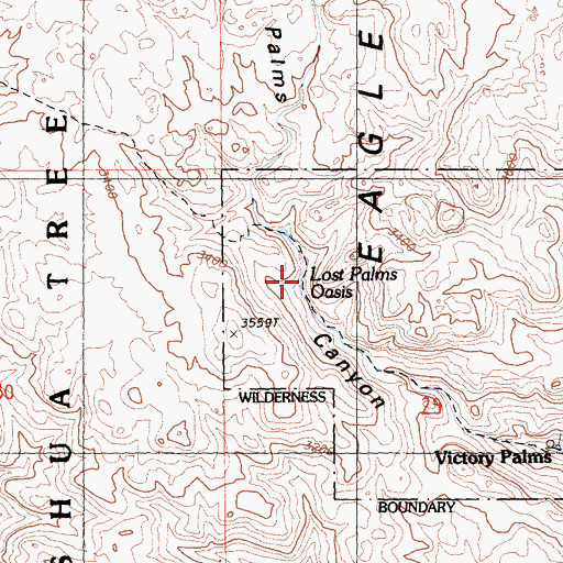 Topographic Map of Lost Palms Oasis, CA