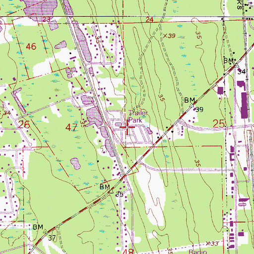 Topographic Map of Spanish Trail Mobile Home Park, FL