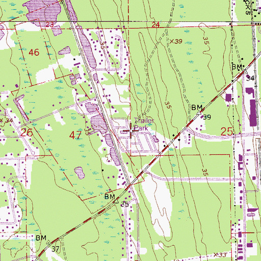 Topographic Map of Taylor Mobile Home Park, FL