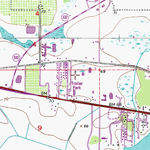 Topographic Map of Colonial Mobile Home Park, FL