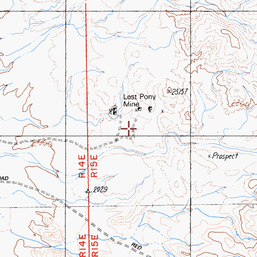 Topographic Map of Lost Pony Mine, CA