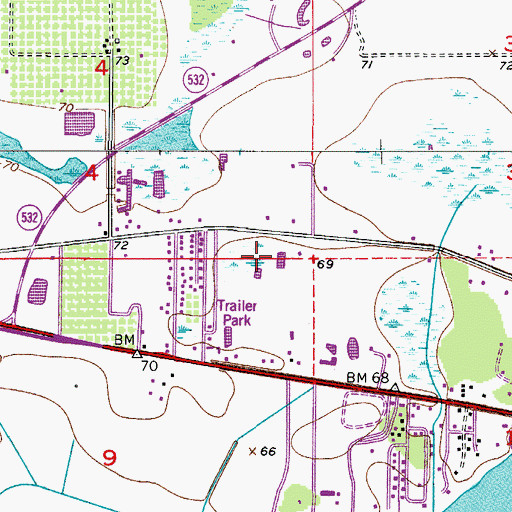 Topographic Map of Sharps Mobile Home Park, FL