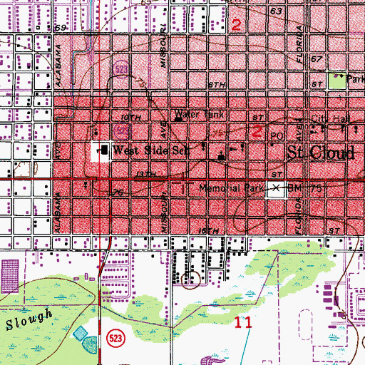 Topographic Map of First Baptist Church of Saint Cloud, FL