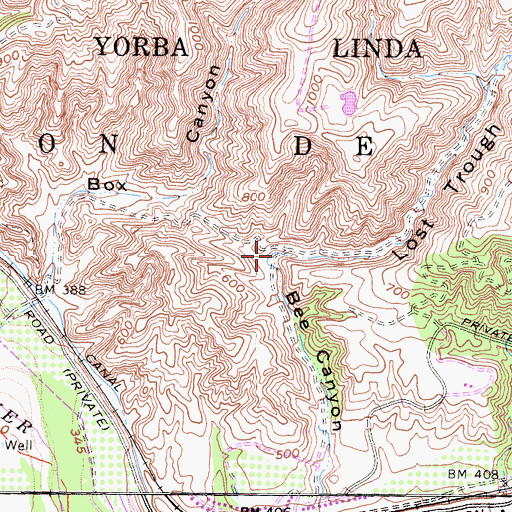 Topographic Map of Lost Trough Canyon, CA