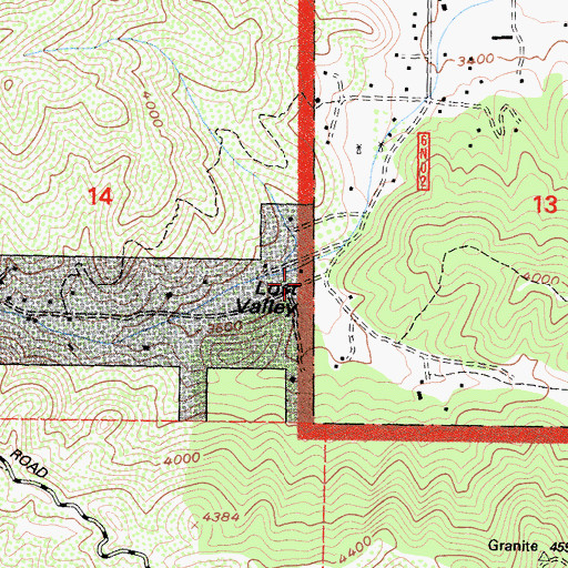 Topographic Map of Lost Valley, CA