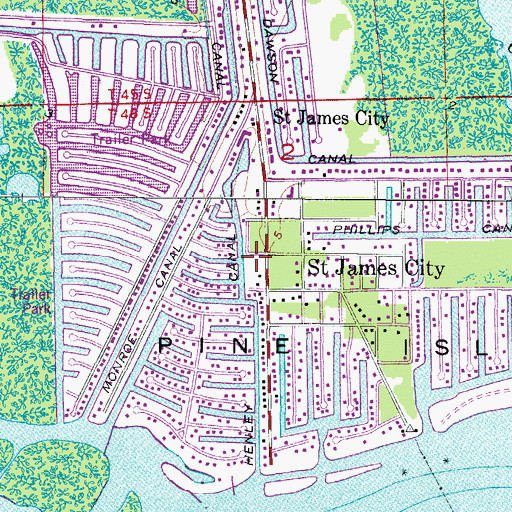 Topographic Map of Saint James City Mobile Home Park, FL