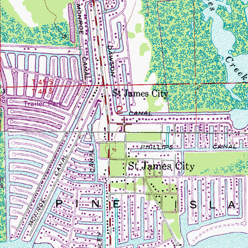 Topographic Map of First Baptist Church of Saint James City, FL