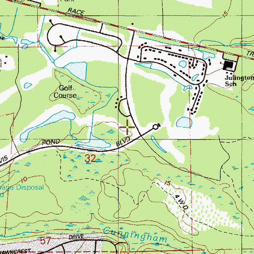 Topographic Map of The Falls Country Club, FL