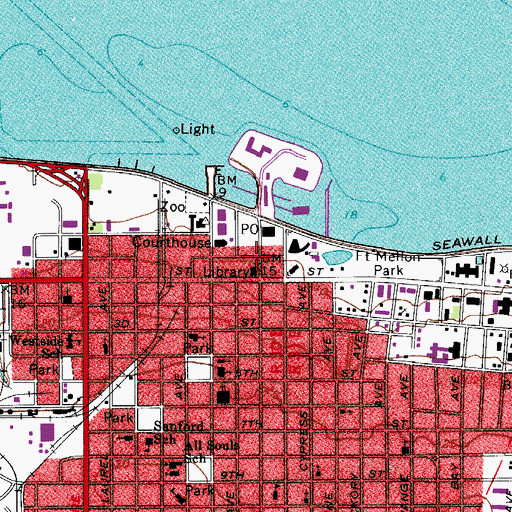 Topographic Map of Seminole County Public Library System North Branch Library, FL