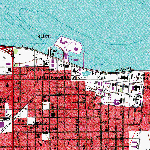 Topographic Map of City of Sanford Henry Shelton Museum, FL