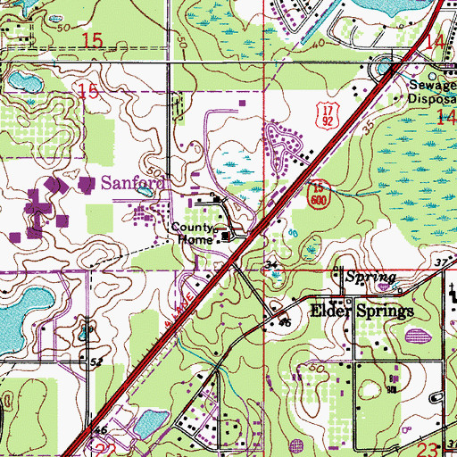 Topographic Map of Seminole County Historical Headquarters and Museum, FL
