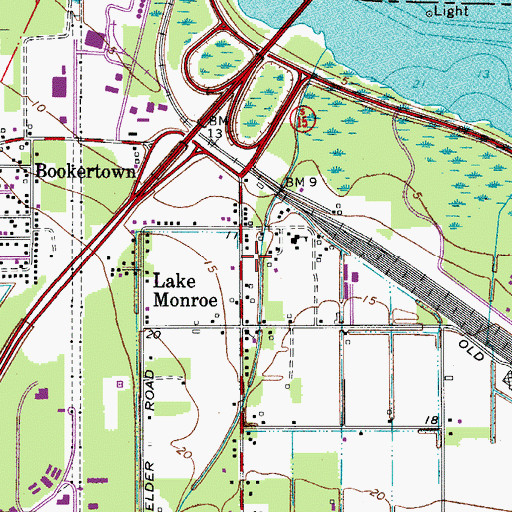 Topographic Map of Lake Monroe Post Office, FL