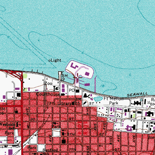 Topographic Map of Monroe Harbour Marina, FL