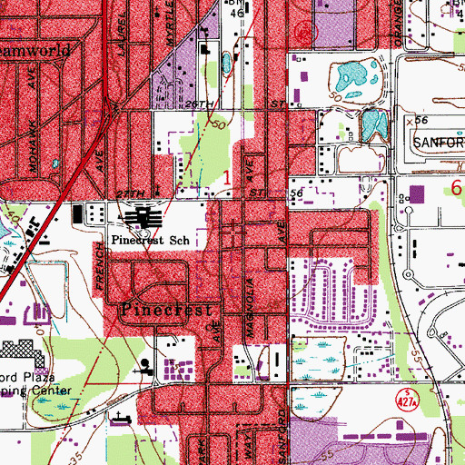 Topographic Map of Pine Crest Trailer Park, FL