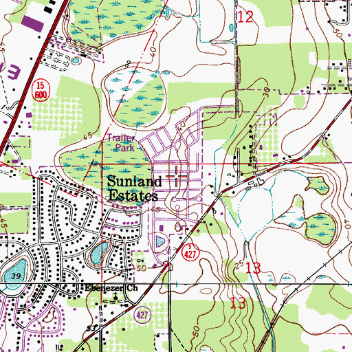 Topographic Map of Carriage Cove Mobile Home Park, FL