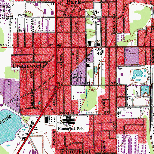 Topographic Map of Park Avenue Mobile Park, FL