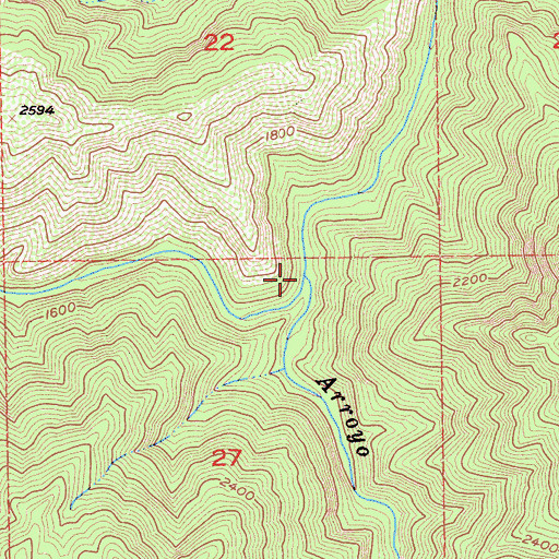Topographic Map of Lost Valley Creek, CA