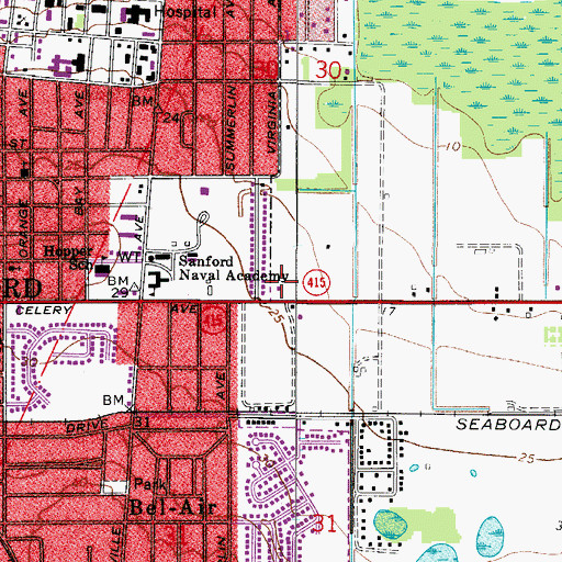 Topographic Map of WSDO - AM (Sanford), FL