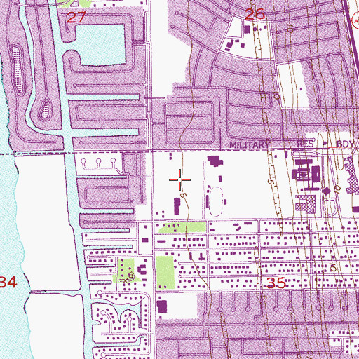 Topographic Map of Satellite Beach Post Office, FL