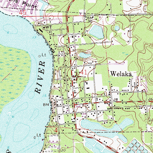Topographic Map of Welaka Baptist Church, FL