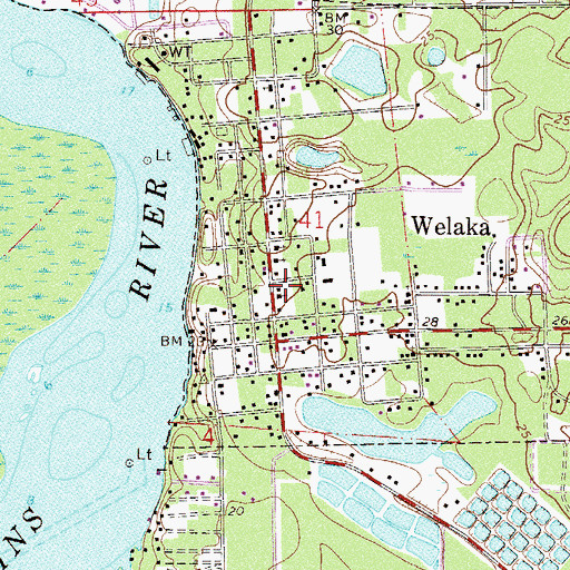 Topographic Map of Welaka United Methodist Church, FL