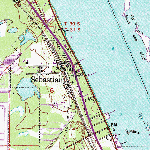 Topographic Map of Sebastian River Baptist Church, FL