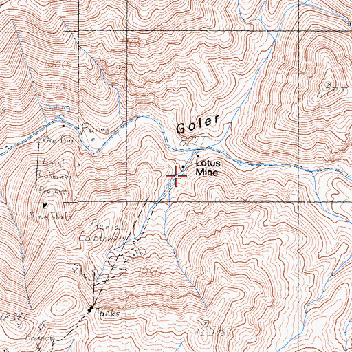 Topographic Map of Lotus Mine, CA