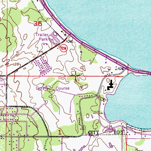 Topographic Map of The Oaks Golf Club, FL