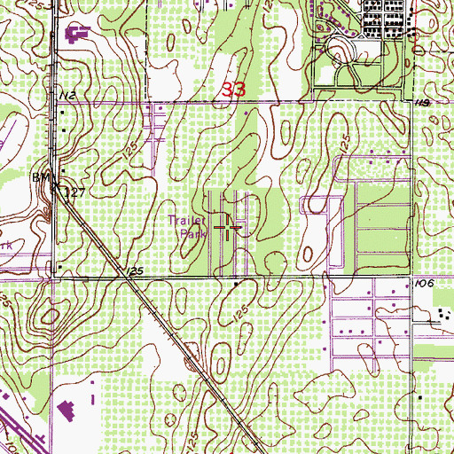 Topographic Map of Oak Ridge Mobile Home Park, FL