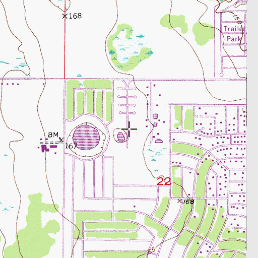 Topographic Map of Tanglewood Mobile Home Park, FL