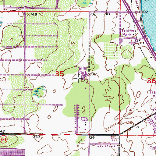 Topographic Map of Whispering Pines Village Mobile Home Park, FL