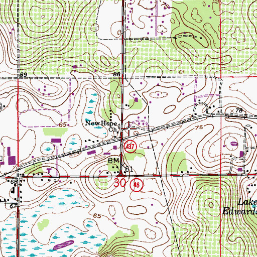 Topographic Map of New Hope Missionary Baptist Church, FL