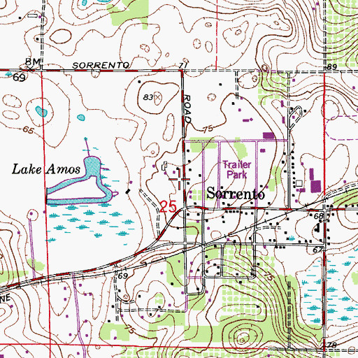 Topographic Map of Sorrento Church of God, FL