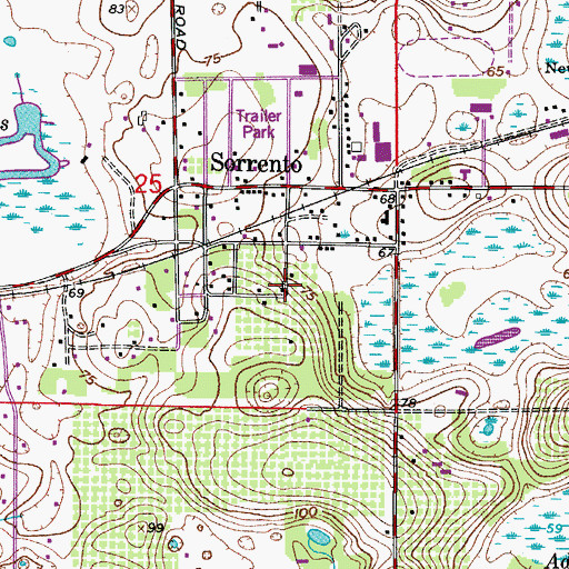 Topographic Map of Sorrento Presbyterian Church, FL