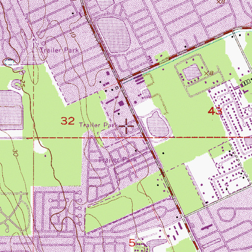 Topographic Map of Shady Village Mobile Home Park, FL