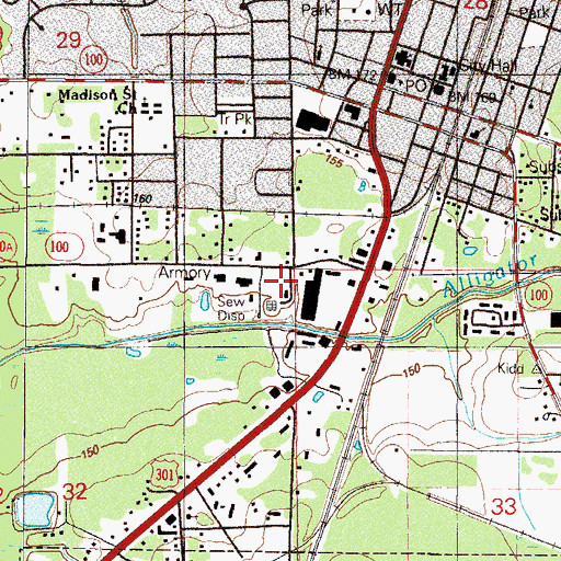 Topographic Map of City of Starke Wastewater Treatment Plant, FL