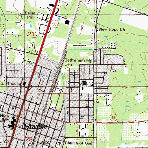 Topographic Map of Bethleham Freewill Baptist Church, FL