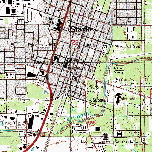 Topographic Map of Bible Baptist Church, FL