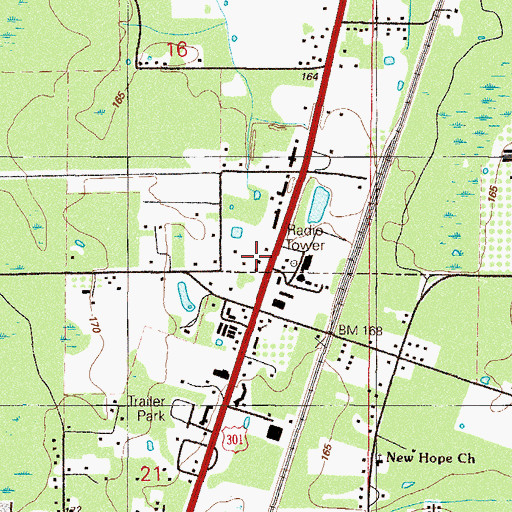 Topographic Map of Church of God in Starke, FL