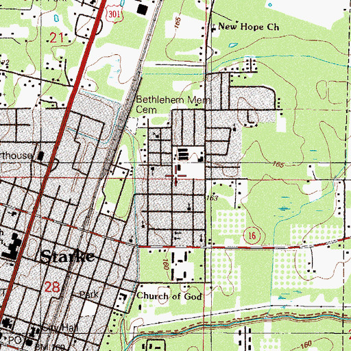 Topographic Map of Pine Street Church of God in Christ, FL