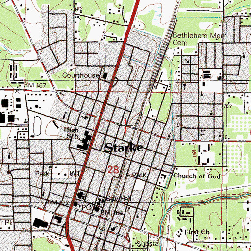 Topographic Map of Pleasant Grove Methodist Church, FL