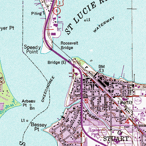 Topographic Map of Stuart Southpoint Anchorage, FL