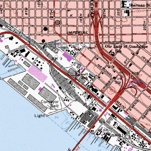 Topographic Map of Perkins Elementary School, CA