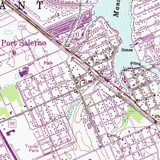 Topographic Map of Salerno Southern Methodist Church, FL