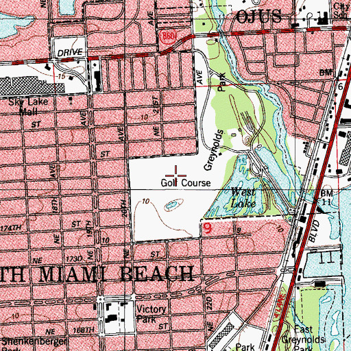 Topographic Map of Trump International Golf Club, FL
